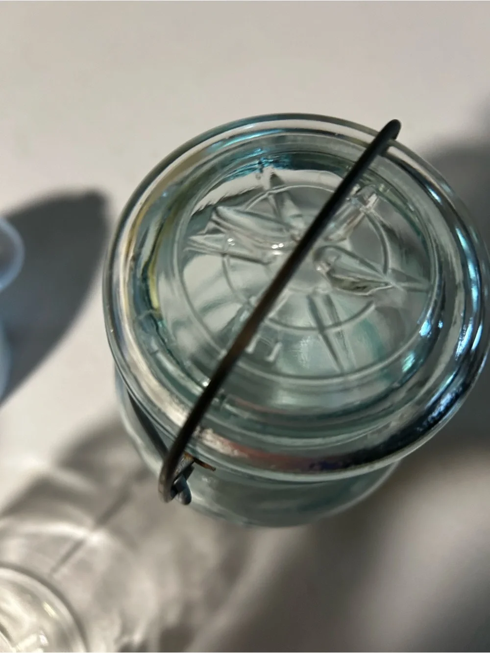 Pristine Condition Set of 4 Vintage Clear Glass ATLAS Mason Jars, Wire Bail Lid